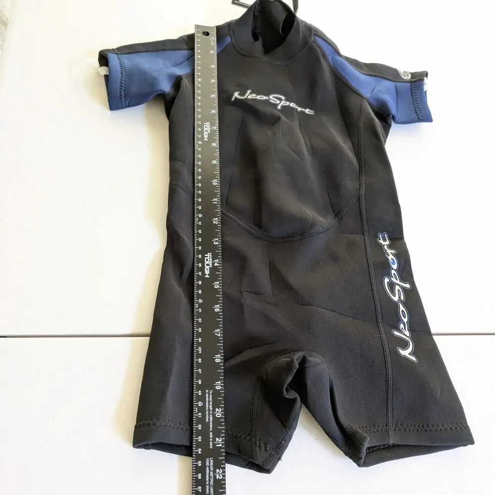 NEOSPORT 2mm Shorty Back Blue Zip Wetsuit Kids 6 NWT Swim Dive Watersports Beach